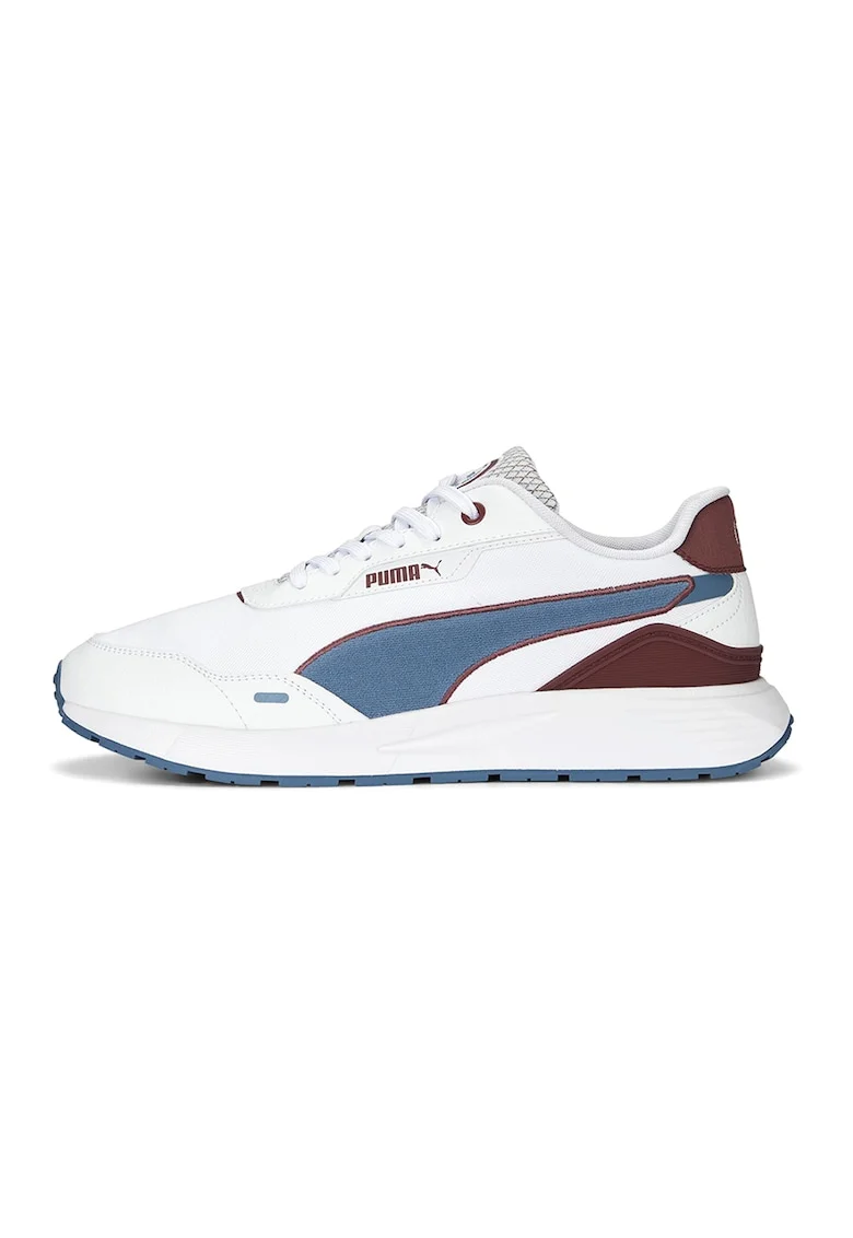Pantofi sport de piele ecologica Untamed Plus Retro, Alb/Visiniu/Albastru