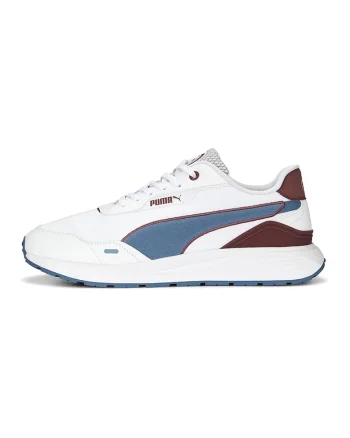 Pantofi sport de piele ecologica Untamed Plus Retro, Alb/Visiniu/Albastru