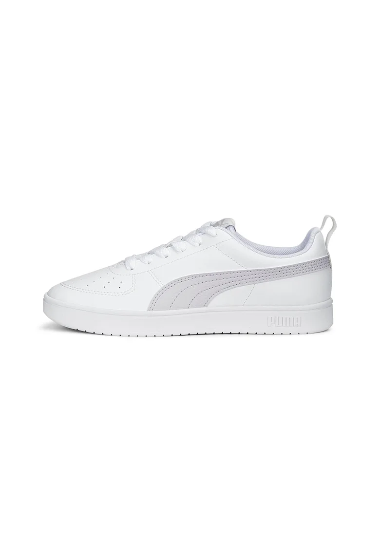Pantofi sport unisex low-top de piele ecologica Rickie, Alb/Gri deschis