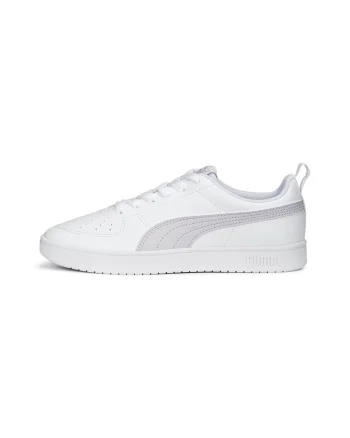 Pantofi sport unisex low-top de piele ecologica Rickie, Alb/Gri deschis