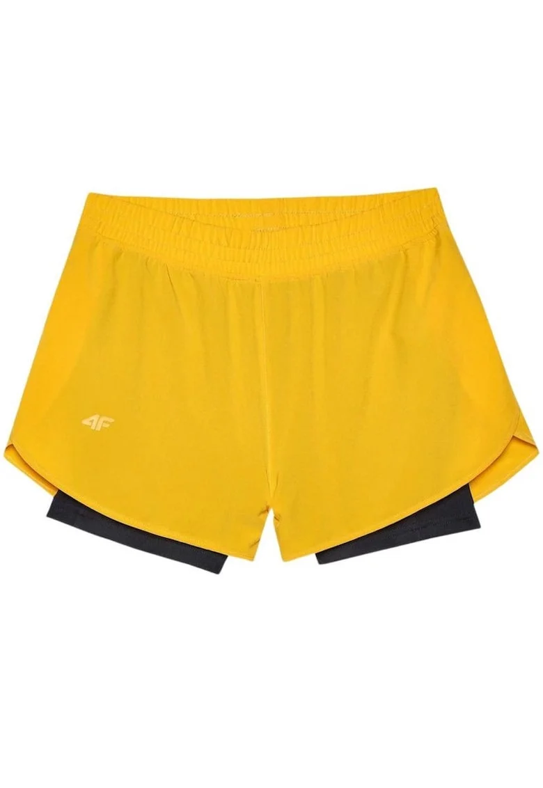 Pantaloni dama  scurti, galben, sintetic