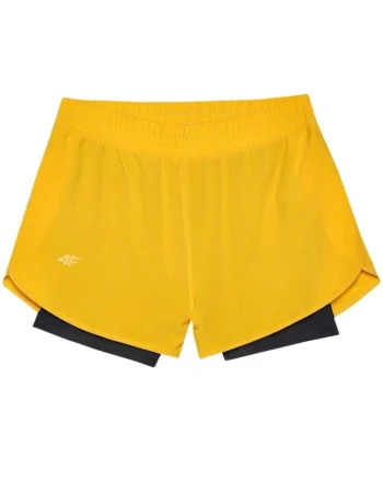 Pantaloni dama  scurti, galben, sintetic