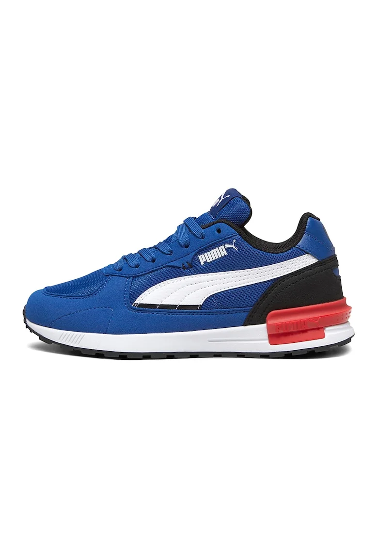 Pantofi sport cu insertii din plasa Graviton Jr, Alb/Albastru royal