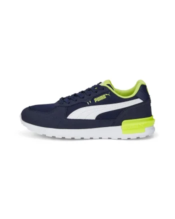 Pantofi sport cu insertii din plasa Graviton Jr, Alb/Verde neon/Bleumarin