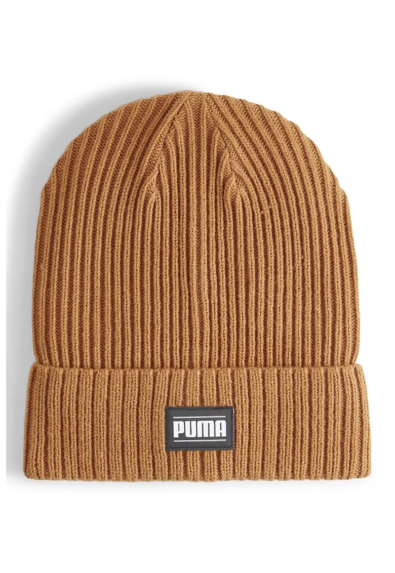 Caciula unisex striata cu logo, Maro