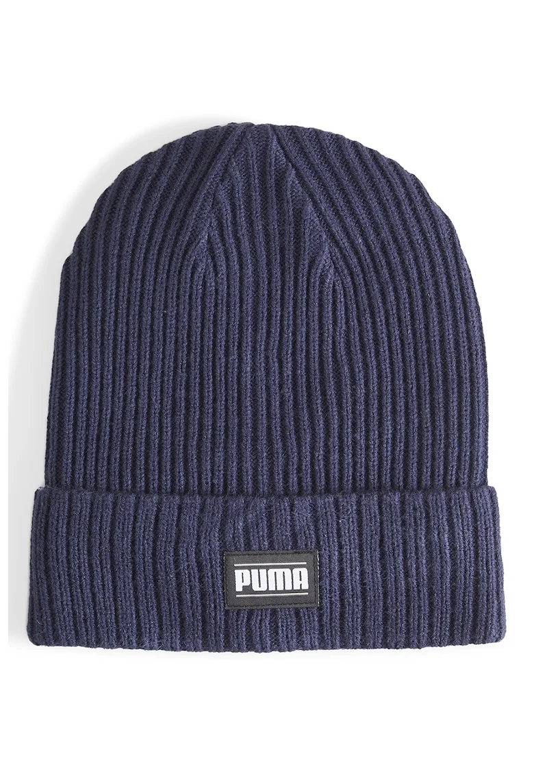 Caciula unisex striata cu logo, Bleumarin