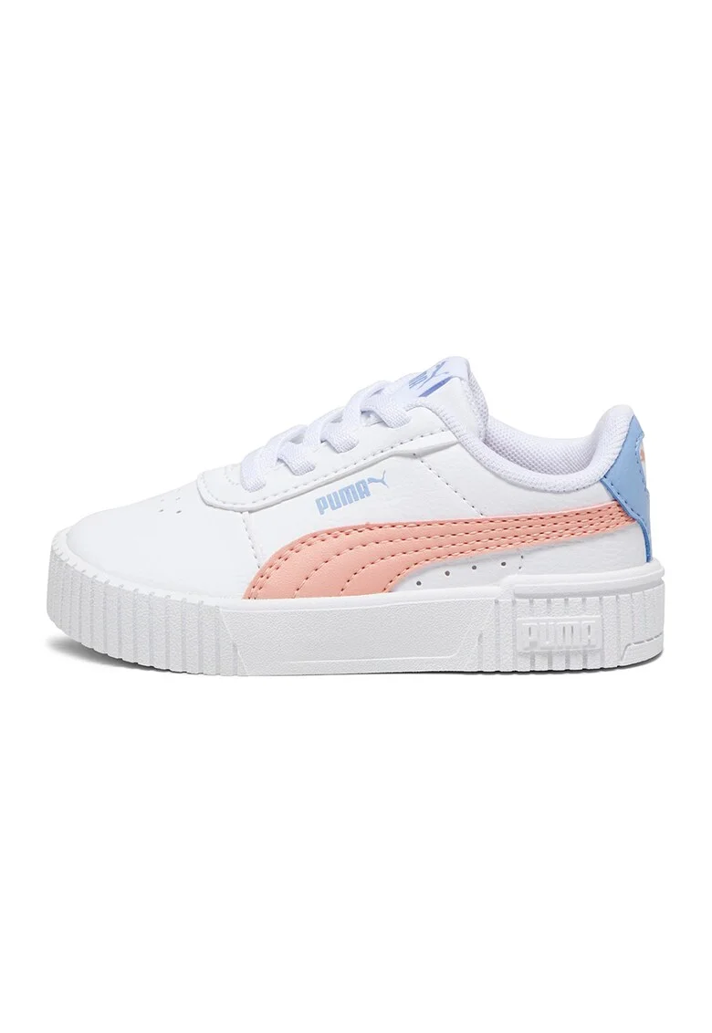 Pantofi sport de piele ecologica cu garnituri contrastante Carina 2.0, Alb/Roz/Albastru