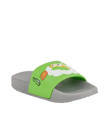 Papuci copii,  Sintetic, Verde/Gri