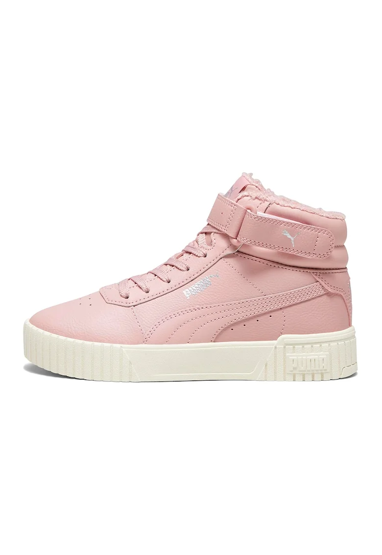 Pantofi sport mid-high de piele ecologica cu velcro Carina 2.0, Roz prafuit