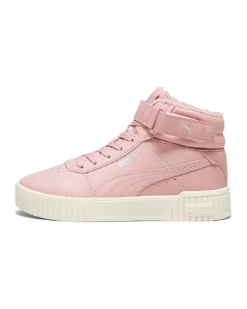 Pantofi sport mid-high de piele ecologica cu velcro Carina 2.0, Roz prafuit