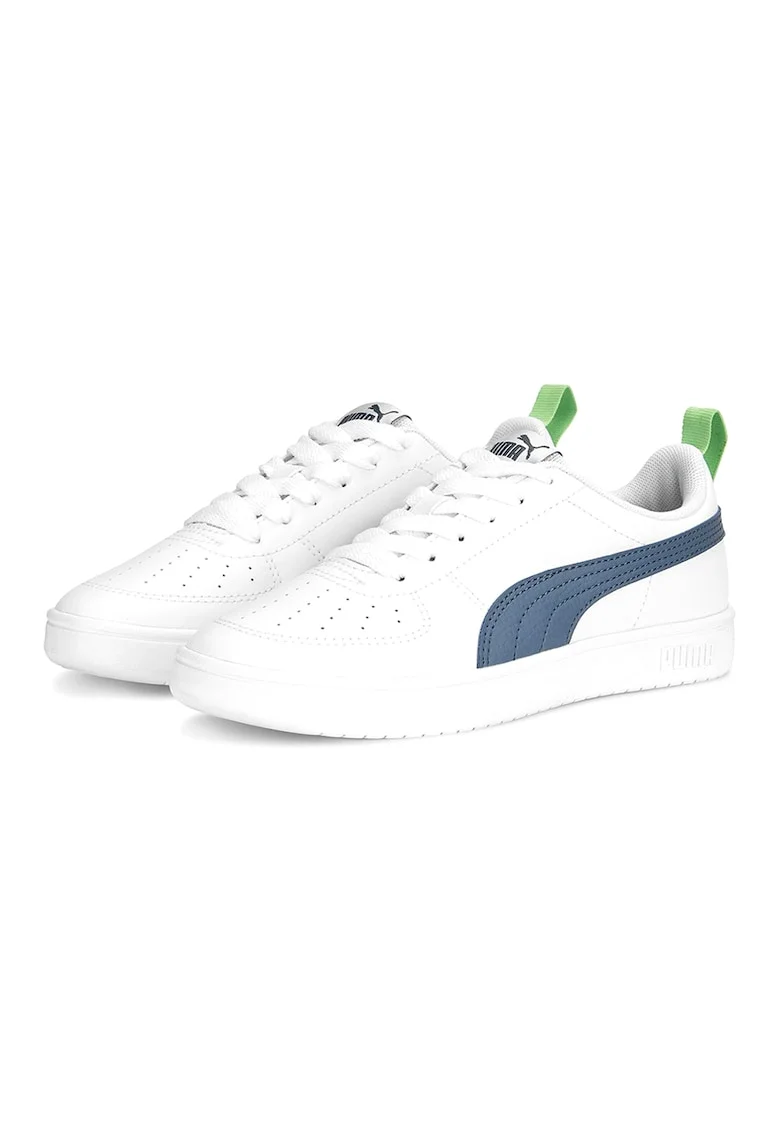 Pantofi sport Rickie low-cut din piele ecologica cu perforatii, Alb/Albastru inchis