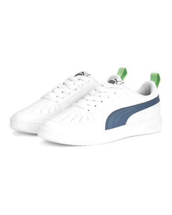 Pantofi sport Rickie low-cut din piele ecologica cu perforatii, Alb/Albastru inchis