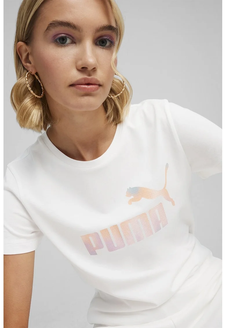 Tricou din bumbac Ess+ Summer Daze, Alb/Portocaliu pal/Lila