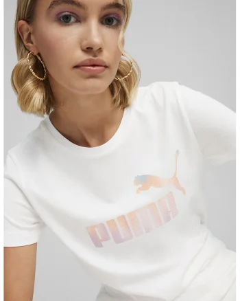 Tricou din bumbac Ess+ Summer Daze, Alb/Portocaliu pal/Lila