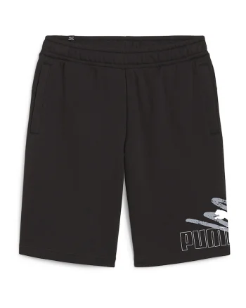 Pantaloni scurti cu imprimeu logo si buzunare laterale ESS+, Negru