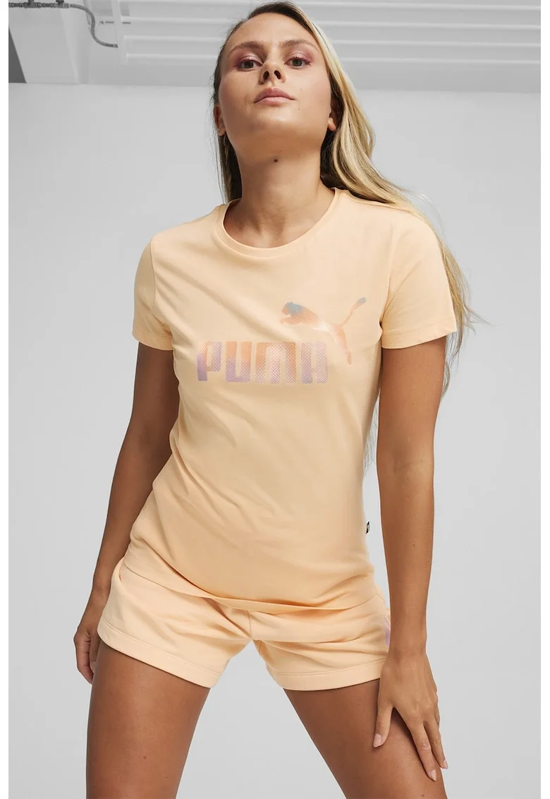Tricou din bumbac Ess+ Summer Daze, Piersica/Lila/Albastru