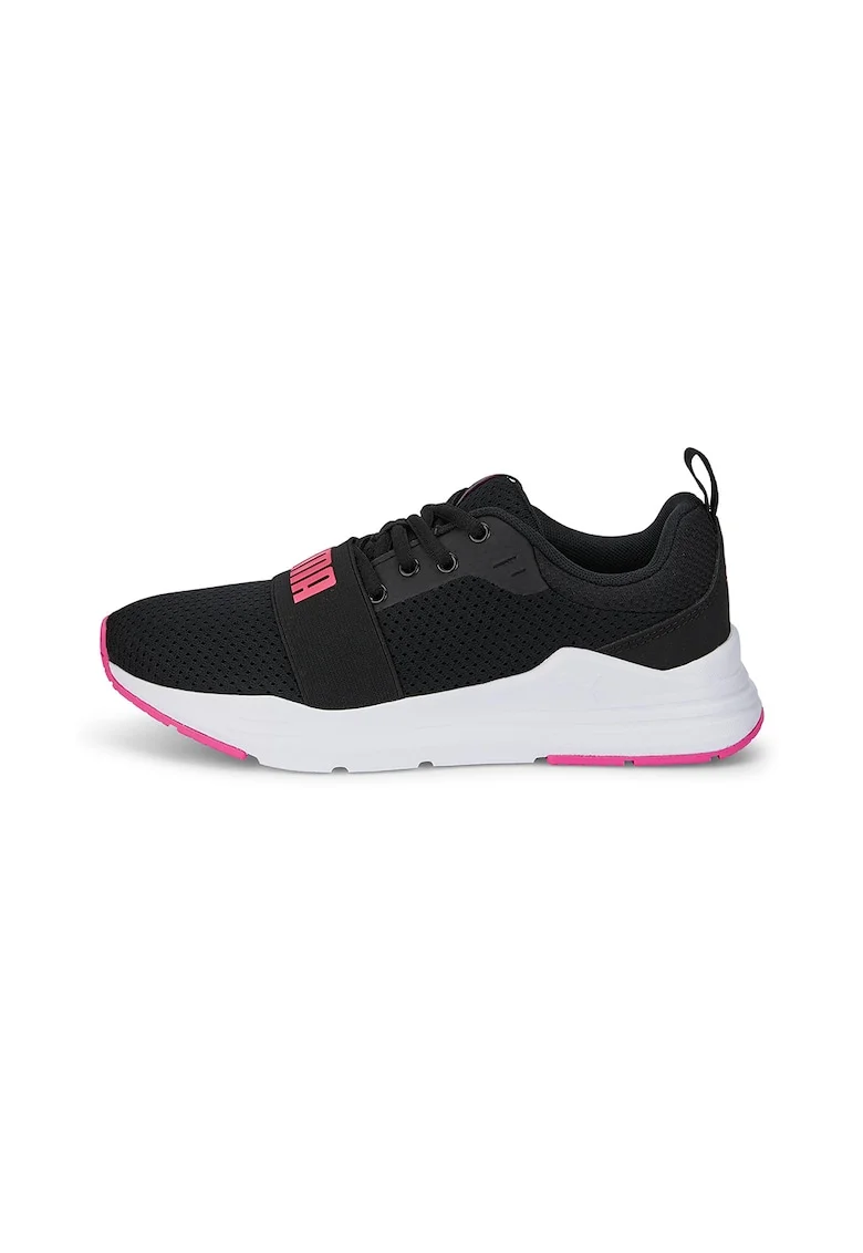 Pantofi sport de plasa cu logo supradimensionat Wired, Negru/Roz