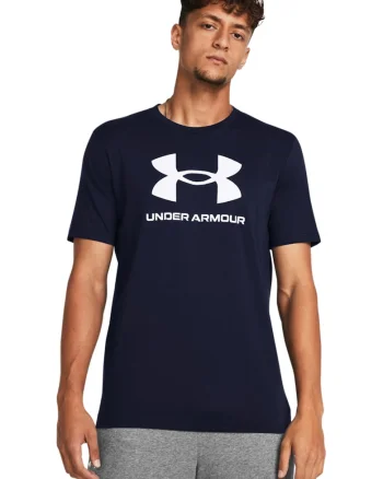 Tricou lejer cu imprimeu logo, Bleumarin