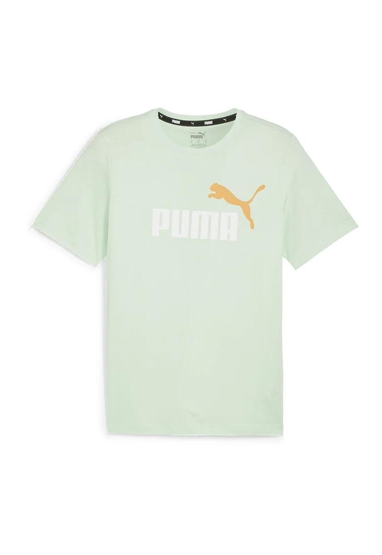 Tricou de bumbac cu imprimeu logo Essentials+2, Alb/Portocaliu/Verde pal