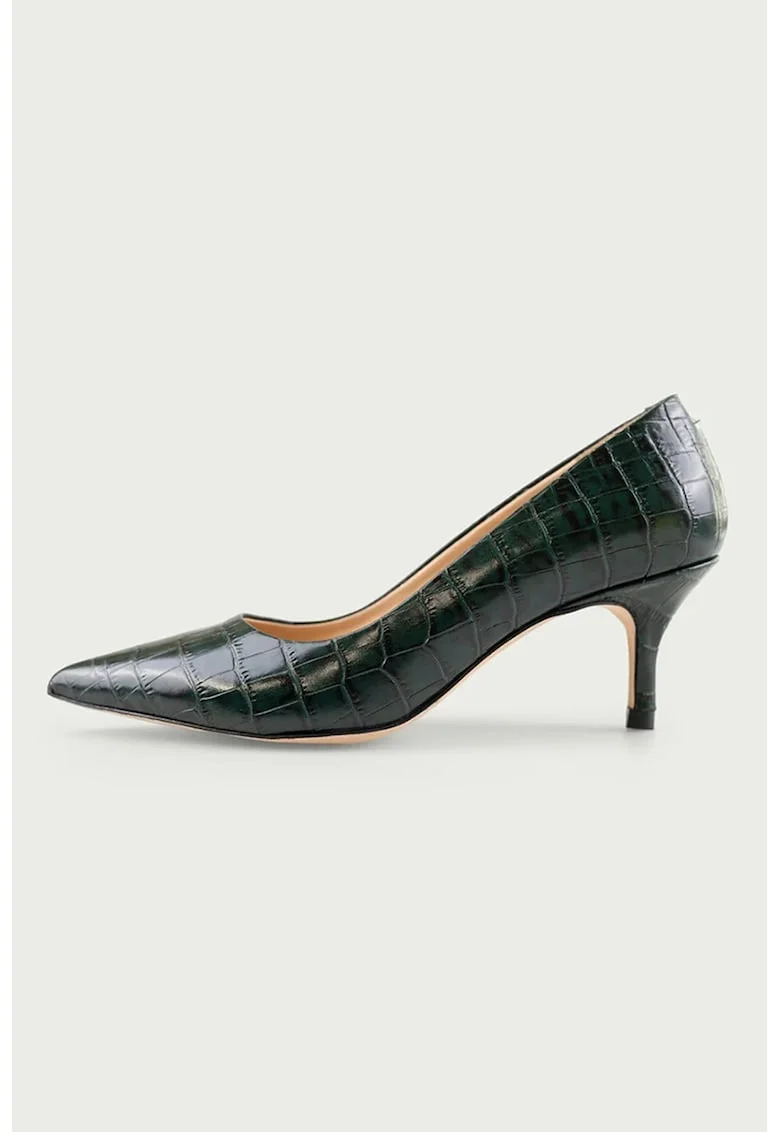 Pantofi de piele cu varf ascutit Julie, Verde padure