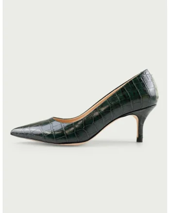 Pantofi de piele cu varf ascutit Julie, Verde padure