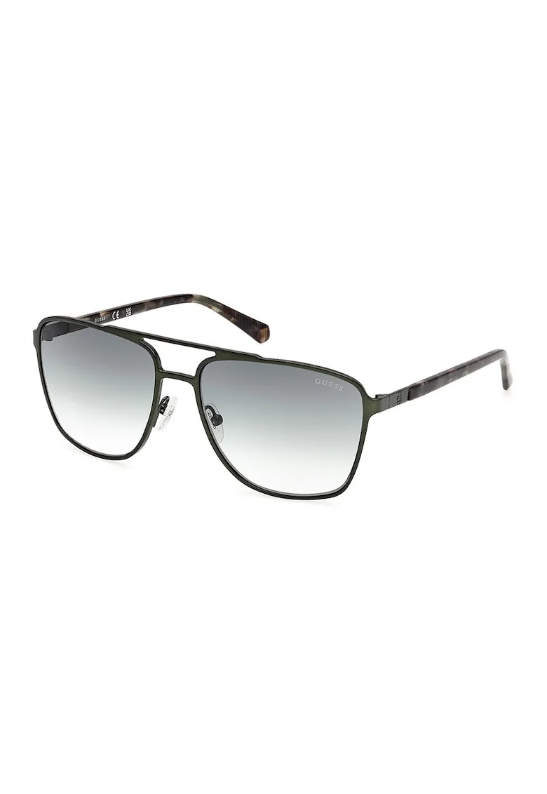 Ochelari de soare aviator rotunzi cu lentile in degrade, Negru/Gri