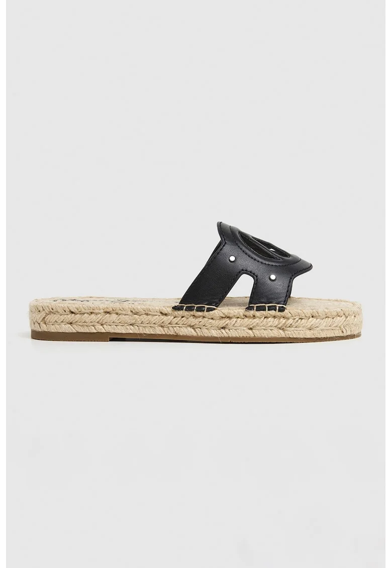 Papuci de piele ecologica, Negru