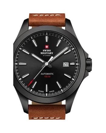 Ceas barbatesc Swiss Military Automatic, 42mm, 10ATM, Negru, Negru
