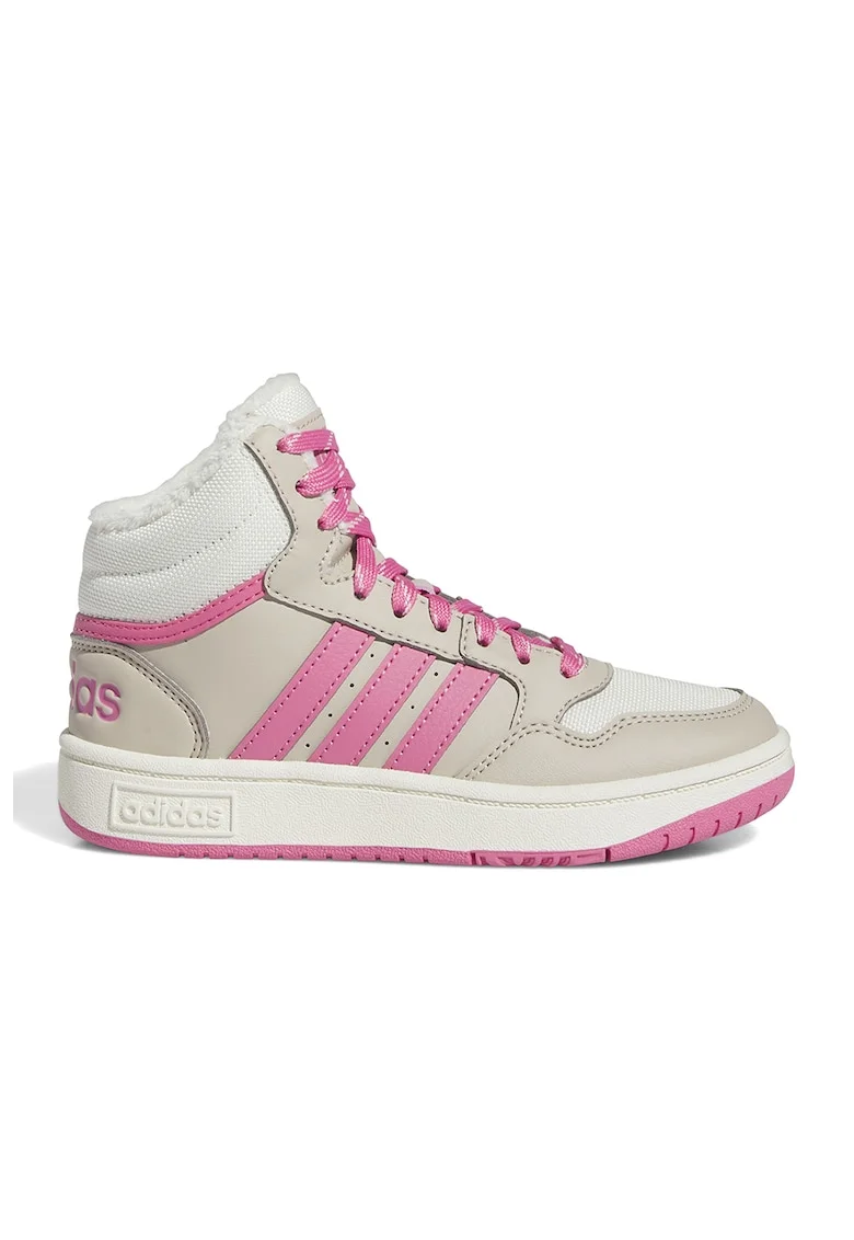 Pantofi sport mid-high din piele ecologica cu logo, Roz/Bej deschis