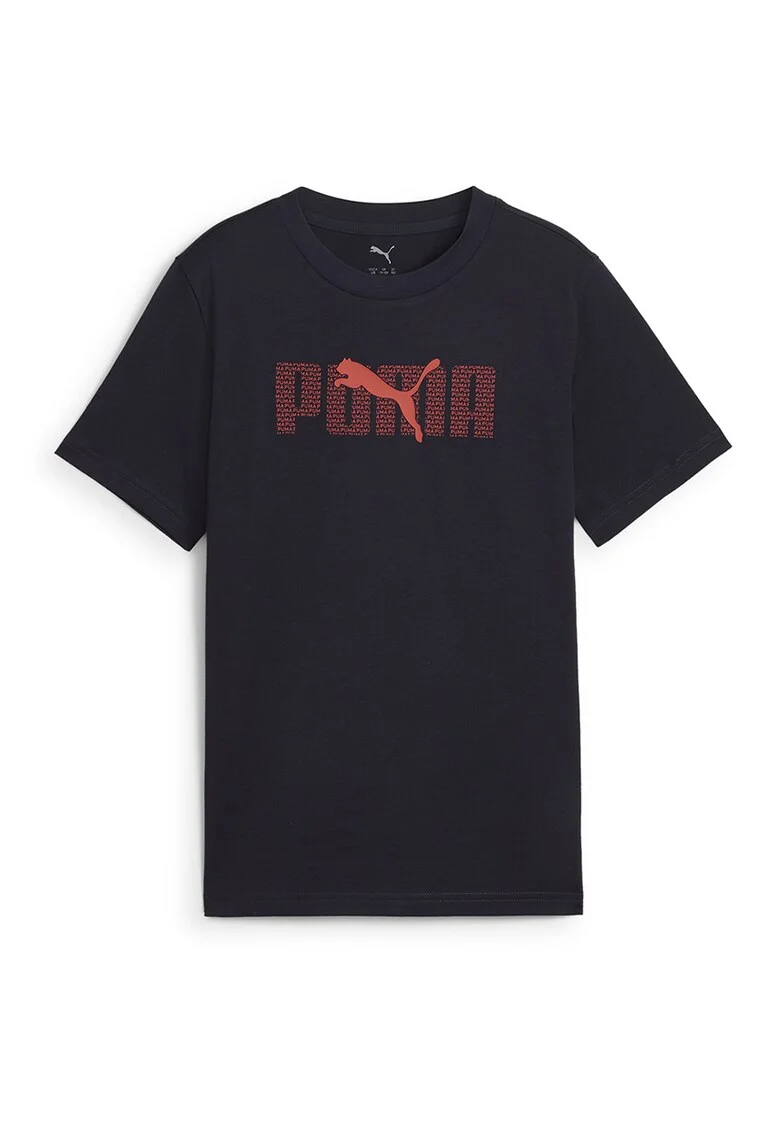 Tricou de bumbac cu logo, Albastru ultramarin/Caramiziu