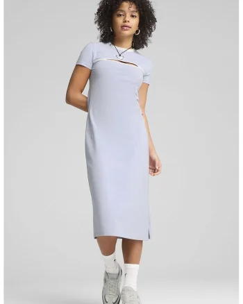 Rochie midi cu decupaj, Alb/Albastru azur