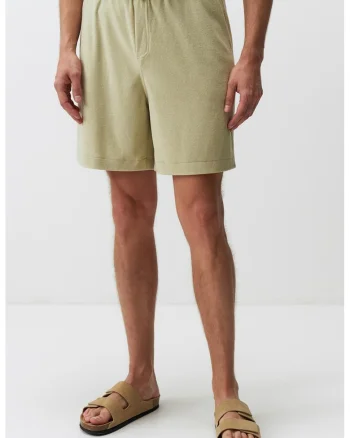 Pantaloni scurti cu snur si buzunare laterale, Bej