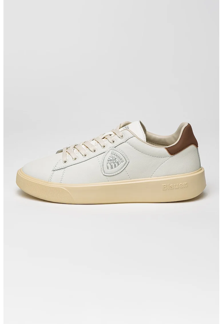 Pantofi sport de piele Buck, Maro/Alb murdar