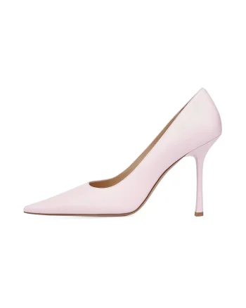 Pantofi stiletto de piele cu varf ascutit, Roz pal