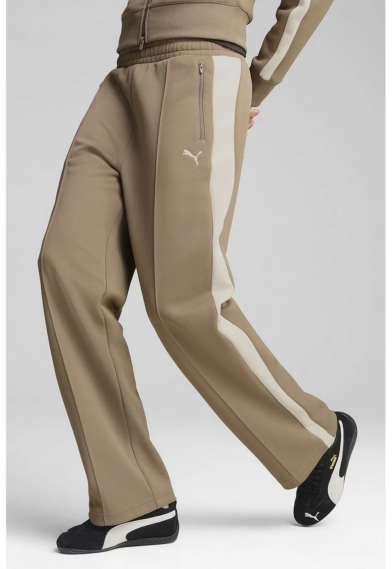 Pantaloni de trening drepti T7 Always On, Maro deschis
