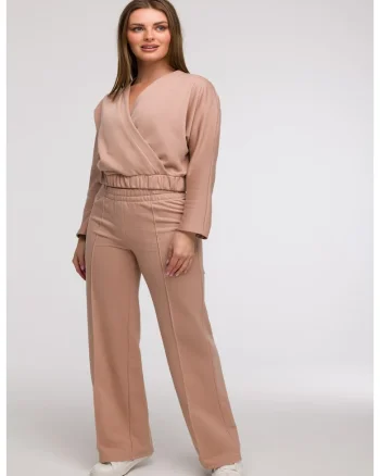 Pantaloni de trening cu croiala larga, Bej