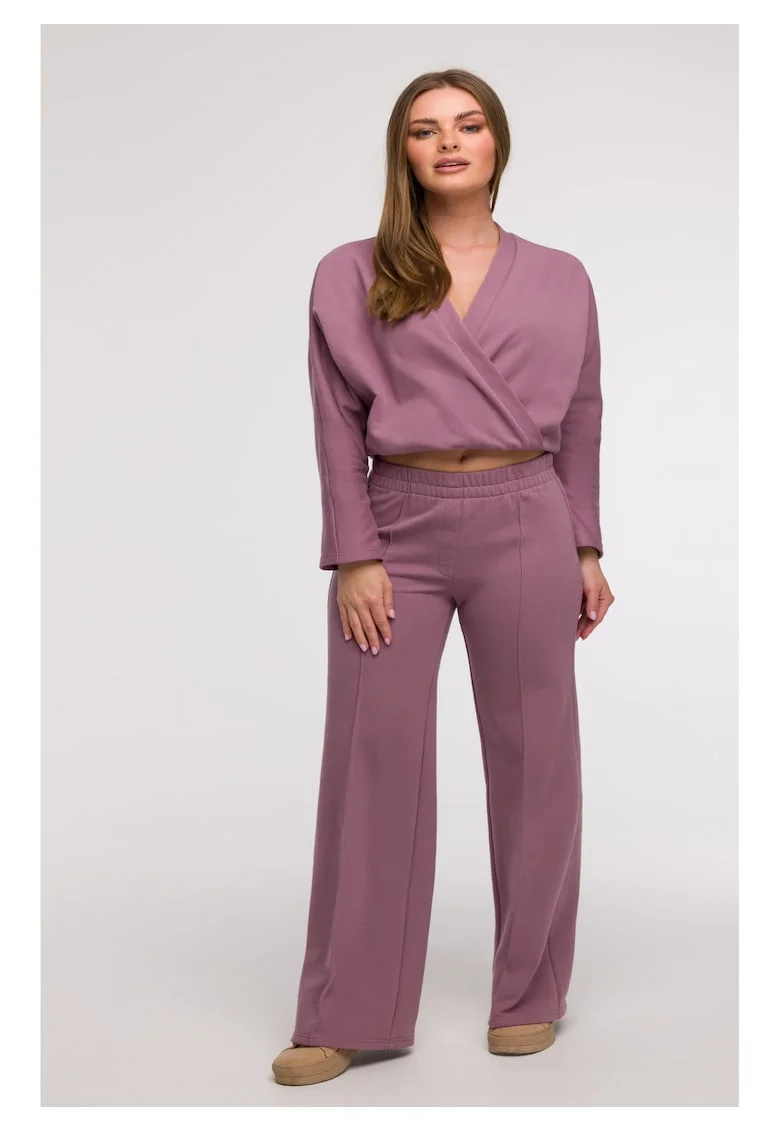 Pantaloni de trening cu croiala larga, Roz prafuit
