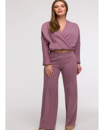 Pantaloni de trening cu croiala larga, Roz prafuit