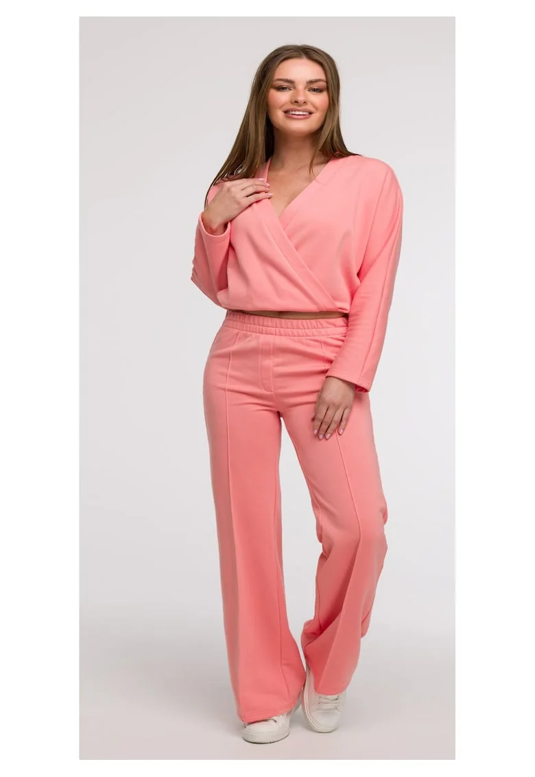 Pantaloni de trening cu croiala larga, Coral