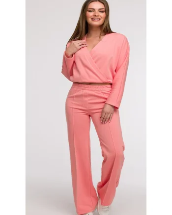 Pantaloni de trening cu croiala larga, Coral