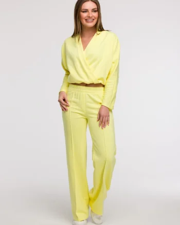 Pantaloni de trening cu croiala larga, Galben deschis