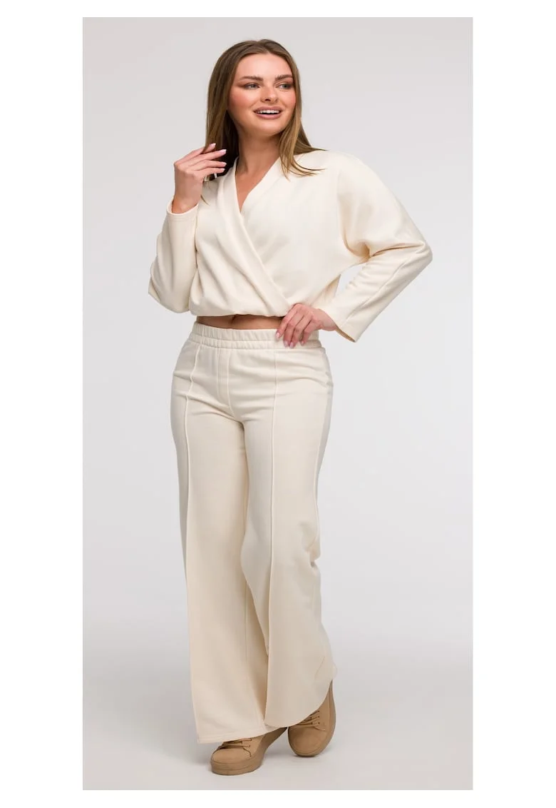 Pantaloni de trening cu croiala larga, Ecru