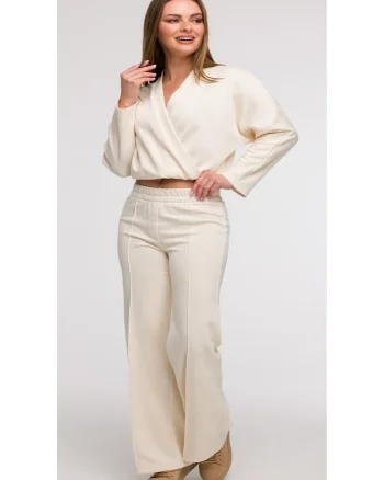 Pantaloni de trening cu croiala larga, Ecru