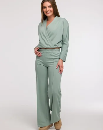 Pantaloni de trening cu croiala larga, Verde menta