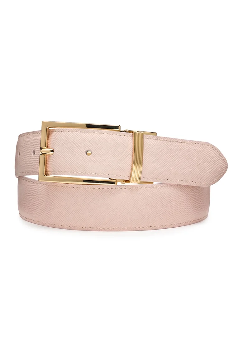 Curea reversibila din piele, Alb/Roz