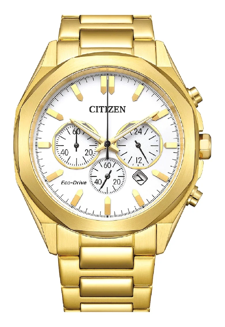 Ceas cronograf Eco-Drive, Auriu