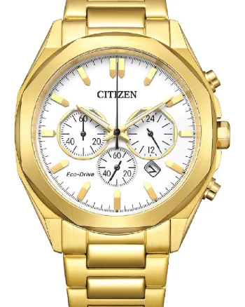 Ceas cronograf Eco-Drive, Auriu