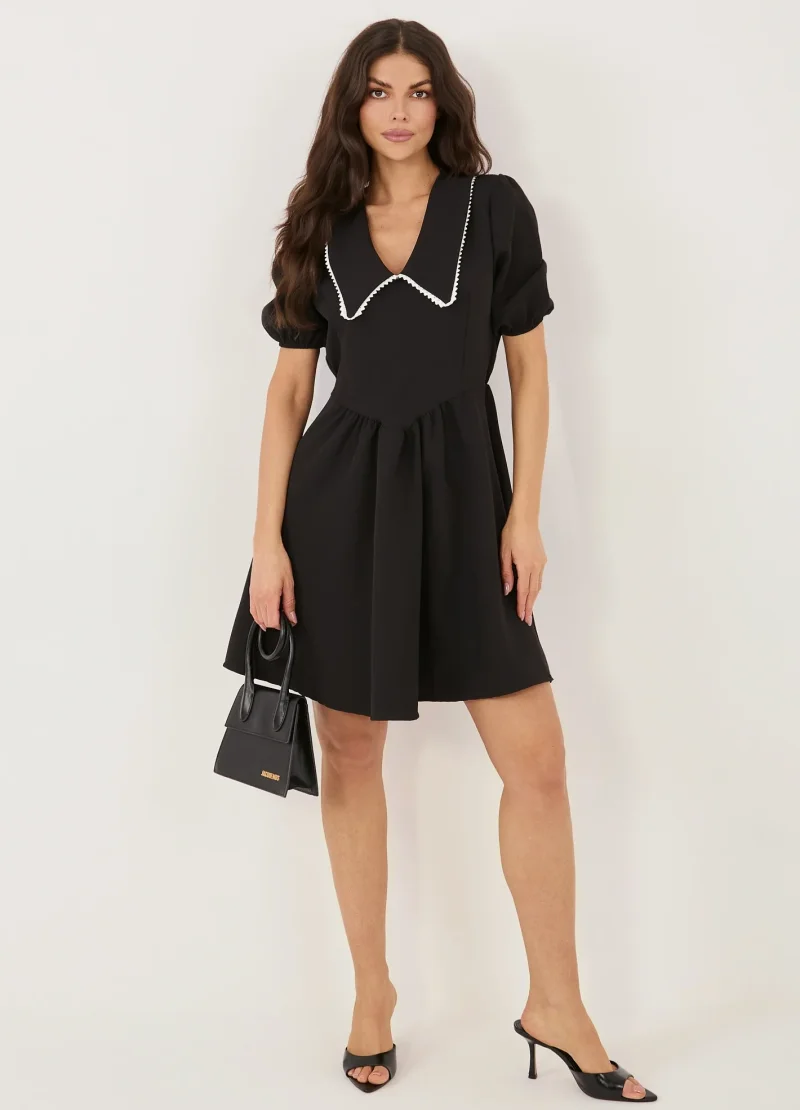 Rochie scurta neagra cu guler co...