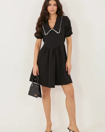 Rochie scurta neagra cu guler co...