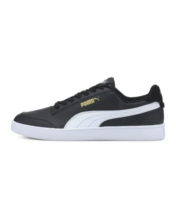 Pantofi sport de piele ecologica Shuffle, Alb/Auriu/Negru